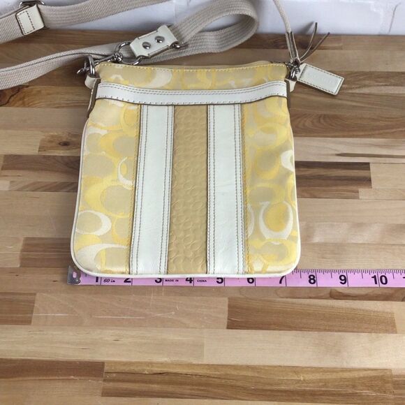 𝅺COACH vintage mini purse yellow ecru white  shoulder crossbody bag monogram - Picture 8 of 12